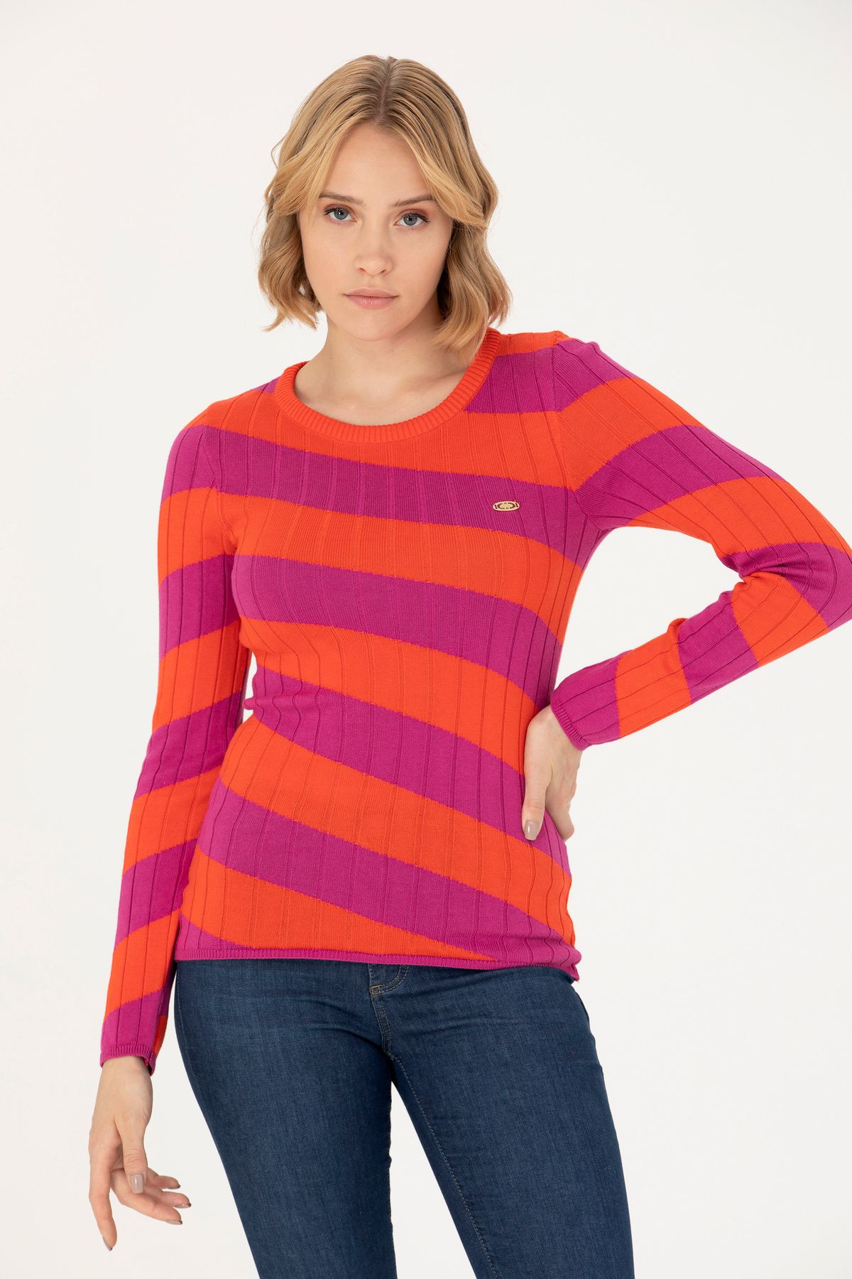 U.S. Polo Assn.-Pulover de damă cu gât crew - violet 50270435 -VR037 3