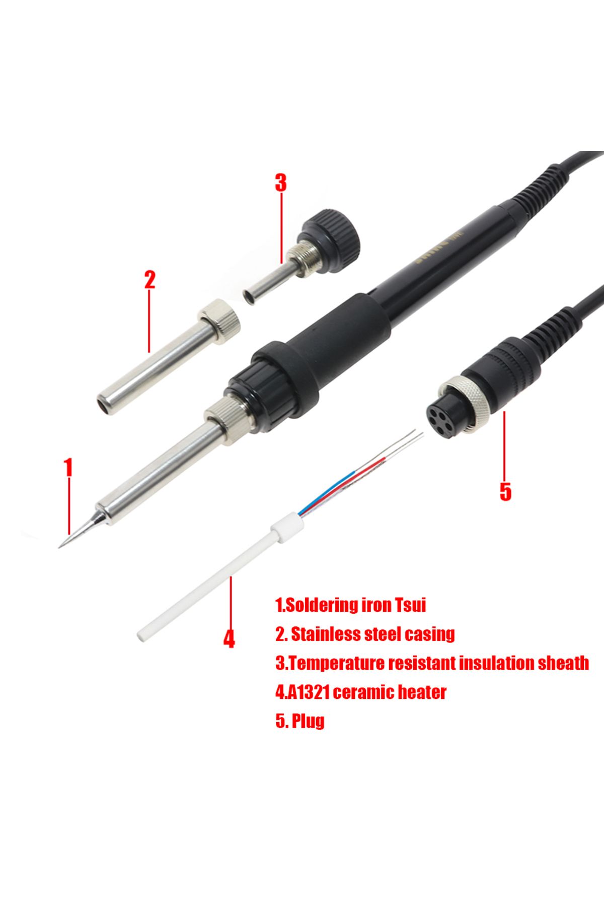 Choice-SAIKE 907A 907F Soldering Iron Handle 45W/60W A1322 Heating Core 131A Heating Element Suitable fo... 6
