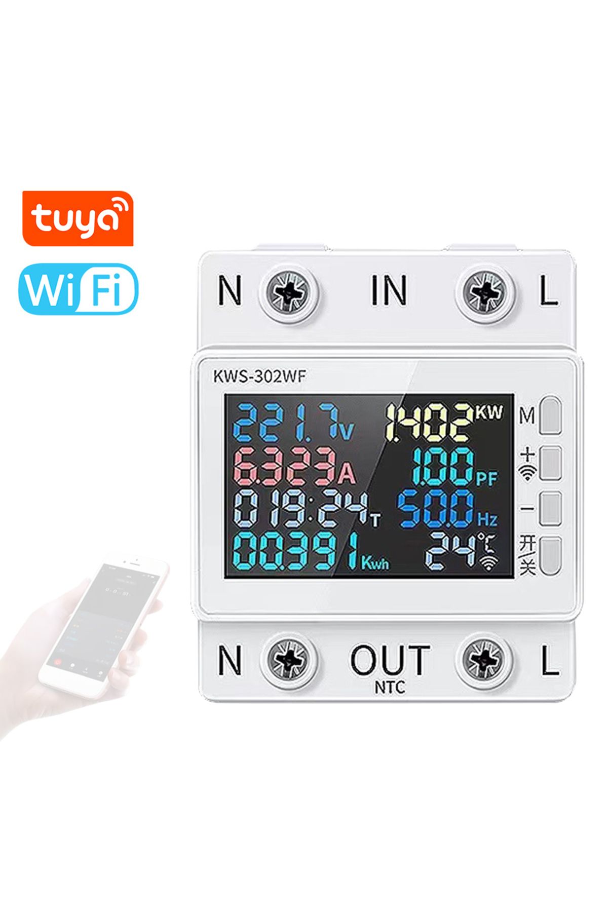 Choice-Tuya 8 in1 Power Meter Color Screen 2P AC Energy Meter APP Control 170-270V/63A Voltage and Curre... 8