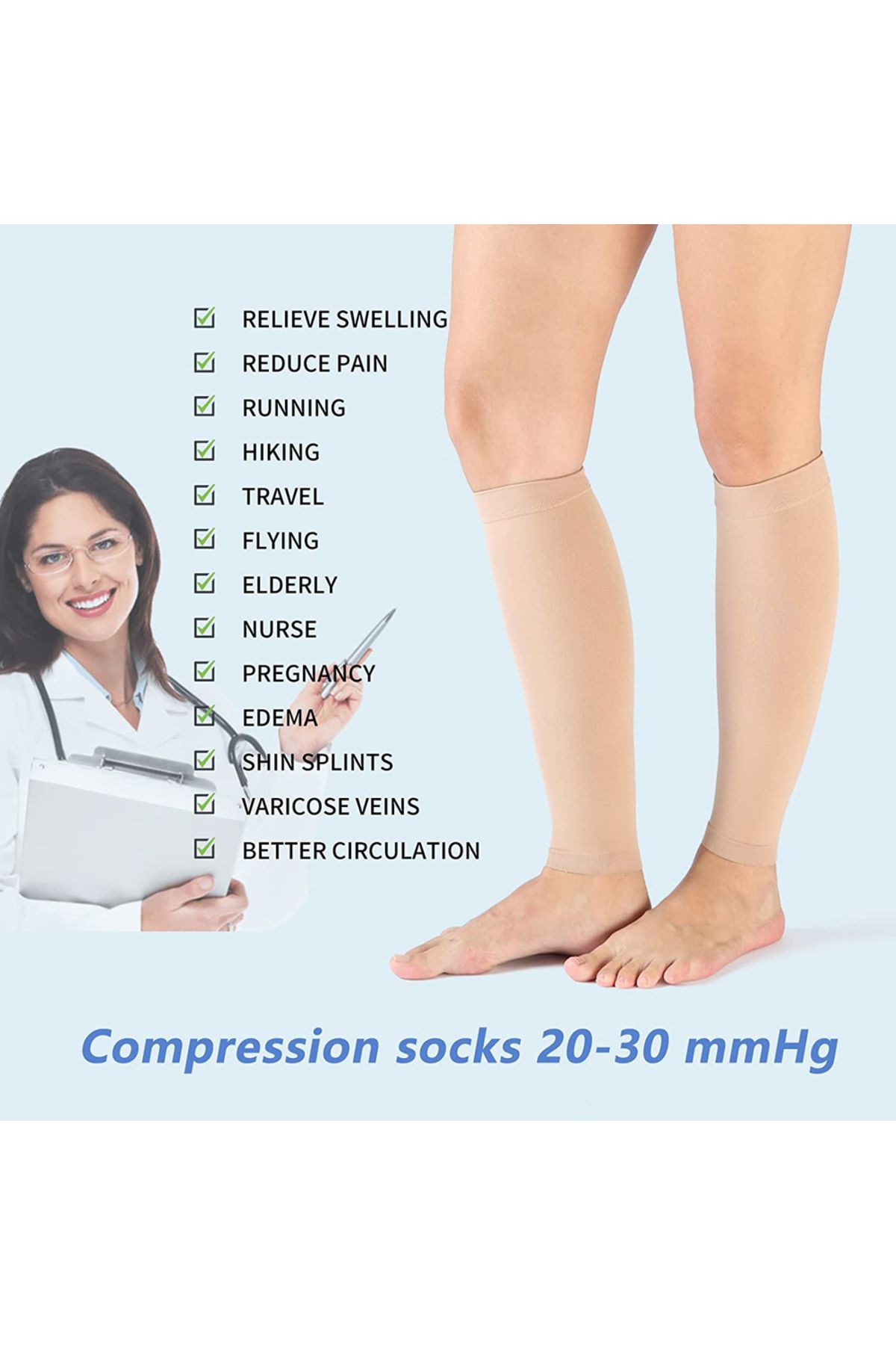 Choice-Medical Calf Compression Sleeve 30-40mmhg Men Women Footless Calves Compression Sleeves Varicose ... 5