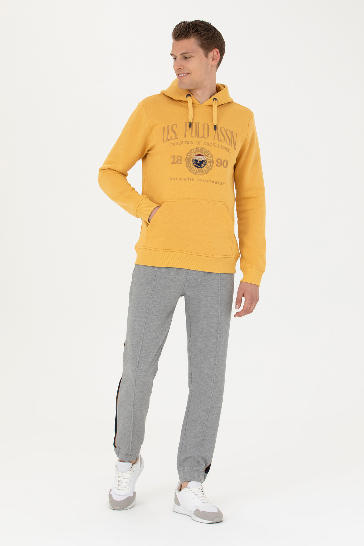 یو اس پولو شلوار ورزشی مردانه خاکستری ملانژ 50270817-VR086