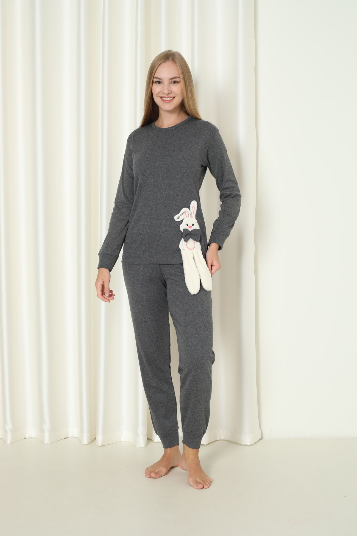 Wordex-Set de pijamale de acasă pentru femei Fwn 4002 Interlock Winter Rabbit 4