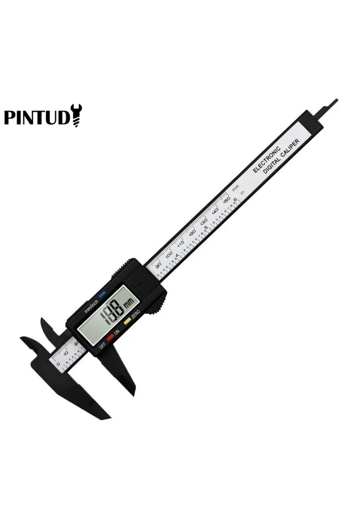 PINTUDY-Black And White 1pc Plastic Vernier Caliper Digital Display Caliper Mini Text Play Caliper Student V 1