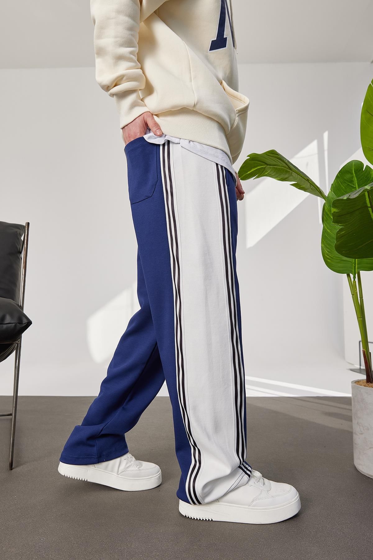 NOMARC-Wide Striped Wide Leg Blue Tracksuit 2