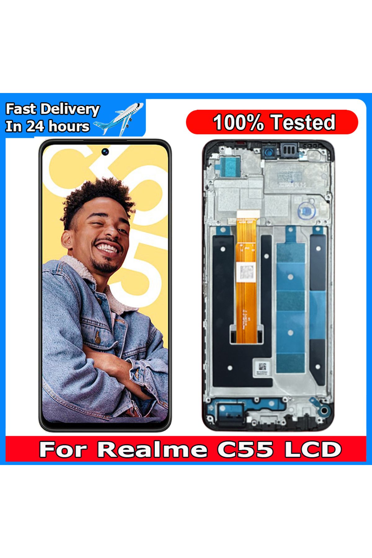 Choice-Screen With Frame For Realme C55 RMX3710 LCD Display Touch  Pantalla Digiziter Assembly Screen Re... 2