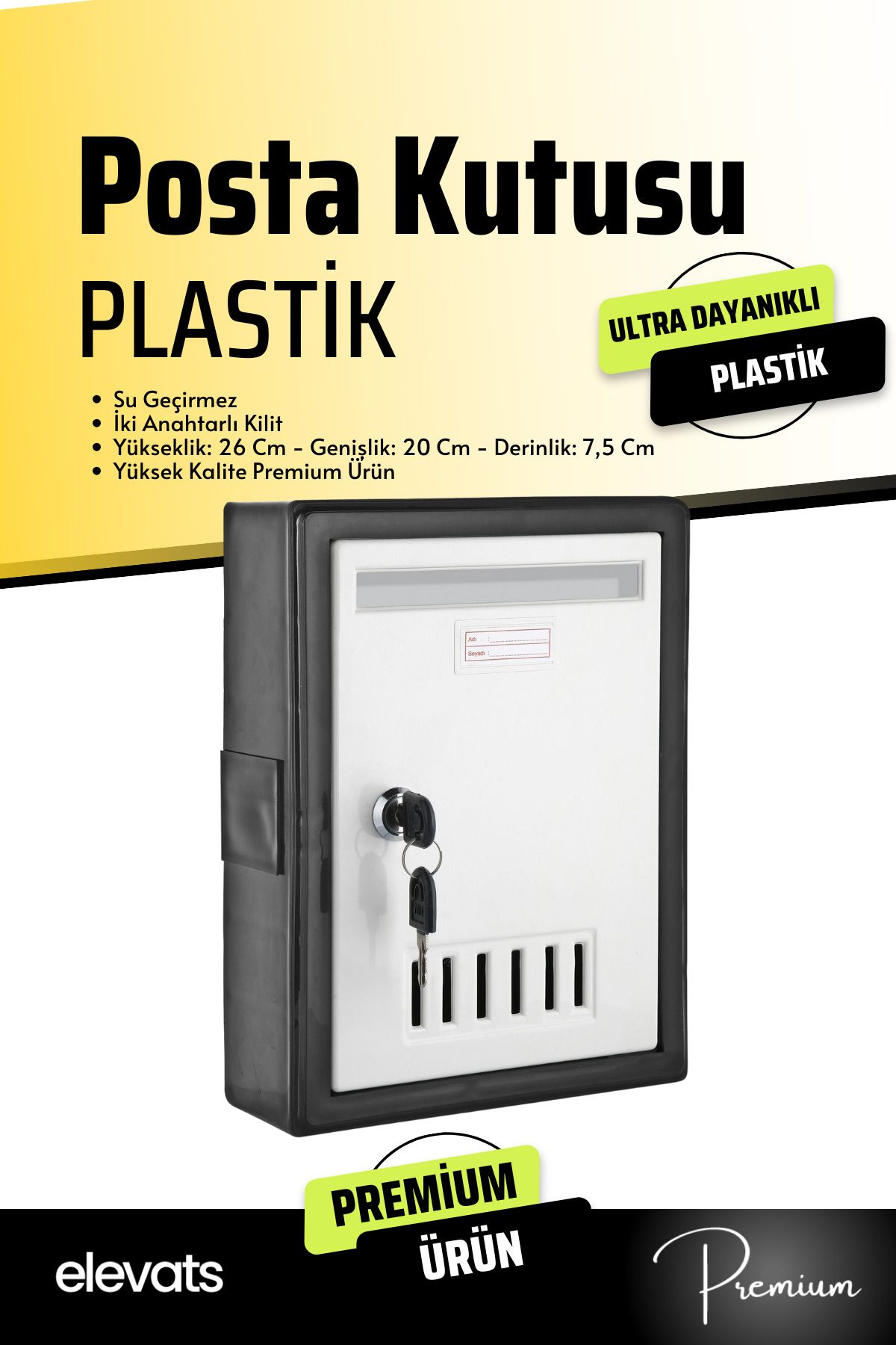 Premium Plastik Posta Kutusu 2 Anahtarlı