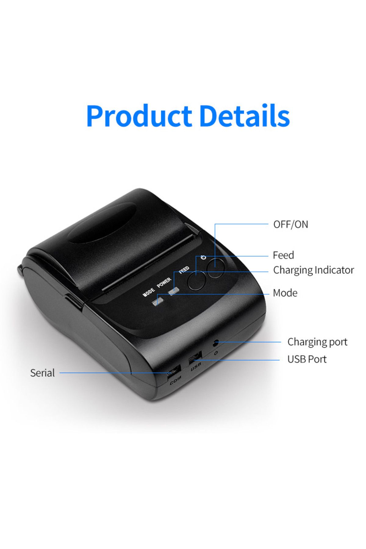 Choice-HZTZ Mini Bluetooth Printer Thermal Printer ticket receipt USB Portable Wireless For Android IOS ... 6