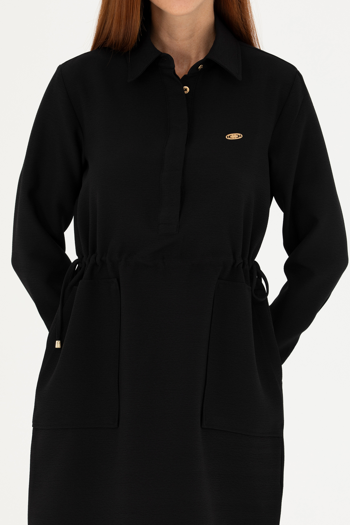 U.S. Polo Assn.  Kadın Siyah Mini Boy Dokuma Elbise 50271164-VR046 - Görsel 6