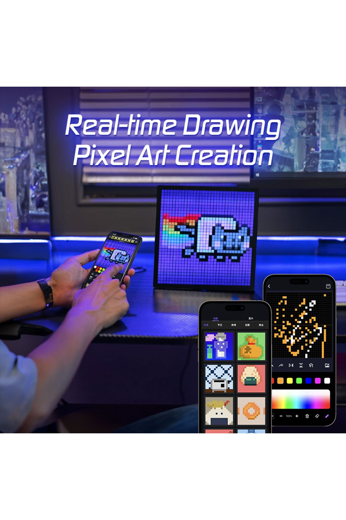 Choice-32X32 NFT Pixel Art LED Display Cool Bluetooth Speaker App Control Art Display For Gaming Room De... 3
