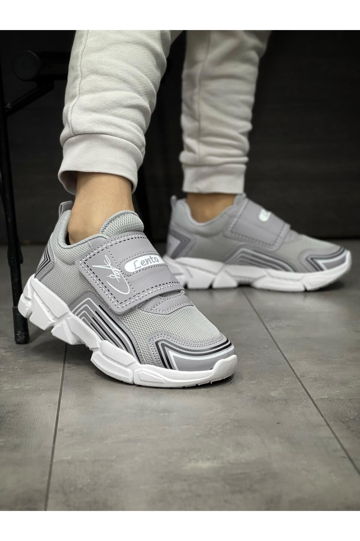 Sports Çocuk Ortopedik Cırtlı Esnek Hafif Nefes Alabilen Unisex File Çocuk Sneaker Spor Ayakkabı