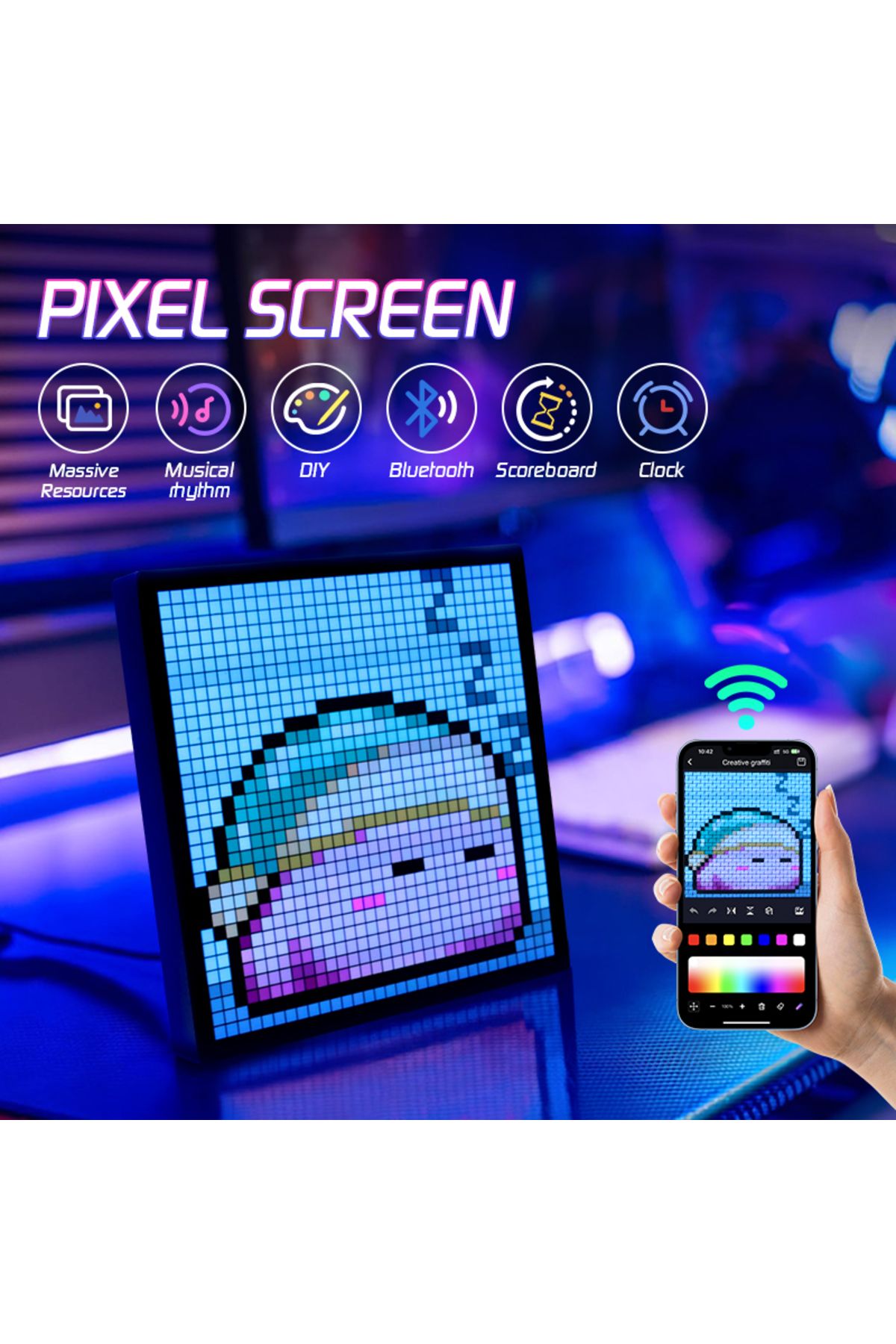 Choice-32X32 NFT Pixel Art LED Display Cool Bluetooth Speaker App Control Art Display For Gaming Room De... 2