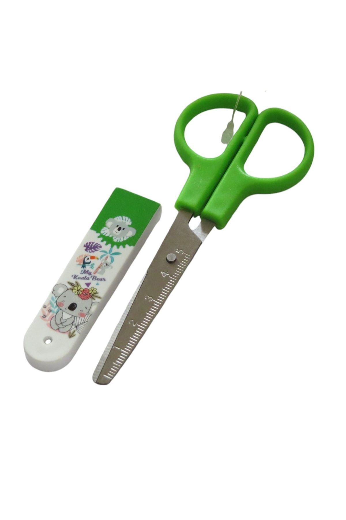 Polin-Ks-150 Plastic Protected Patterned Students' Scissors with Blunt Tip and Ruler 5