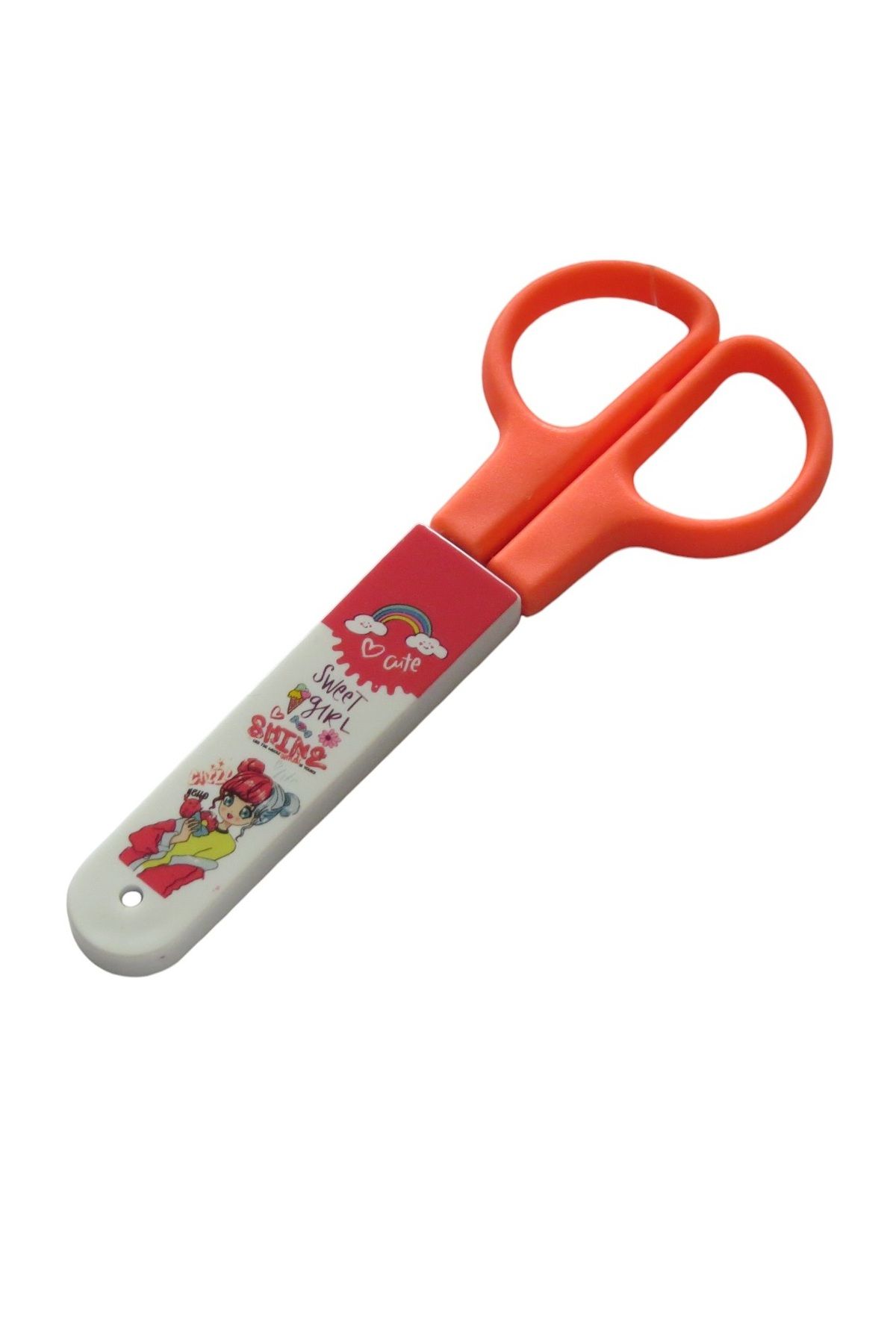 Polin-Ks-150 Plastic Protected Patterned Students' Scissors with Blunt Tip and Ruler 8