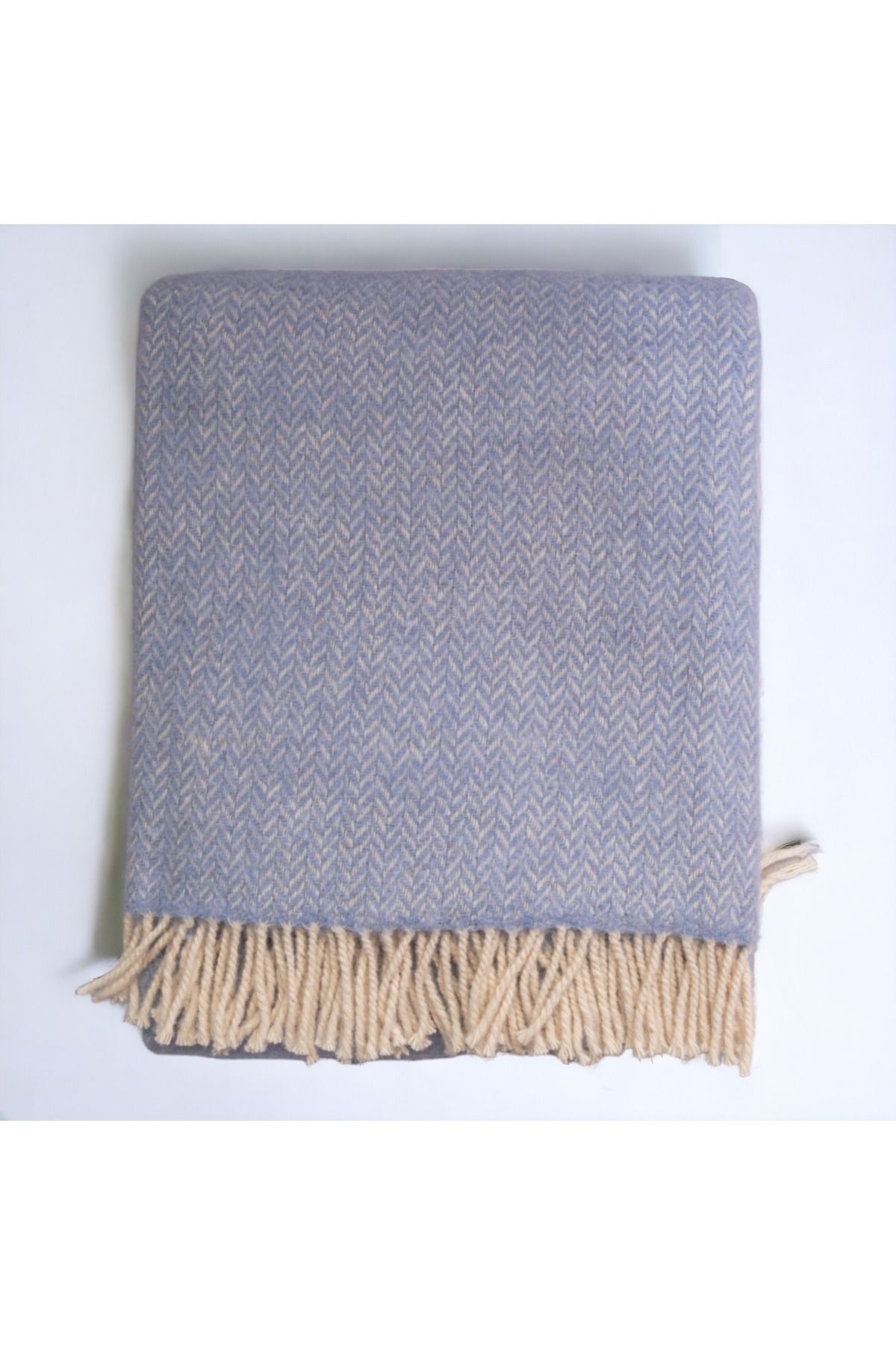 ERDİLHOME Pătură Albastră Herringbone - 130x170 Tv Baby, 80% Lână 20% Acril - 130 x 170