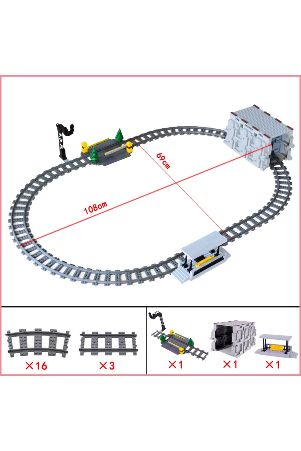 Mitty-City Train Station Platform Traffic Light Cave Flyover Tracks Straight Curved Rails Building Bloc... 6