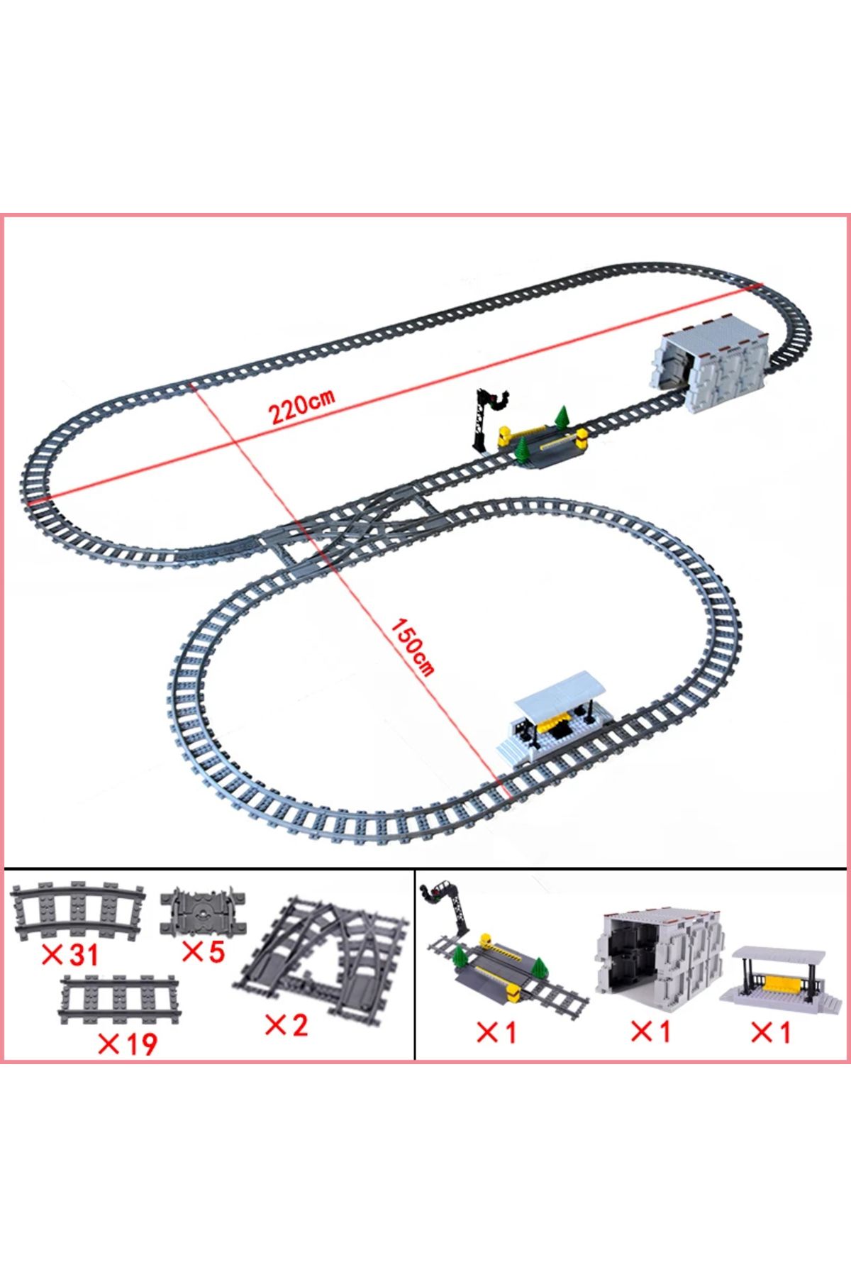 Mitty-City Train Station Platform Traffic Light Cave Flyover Tracks Straight Curved Rails Building Bloc... 5
