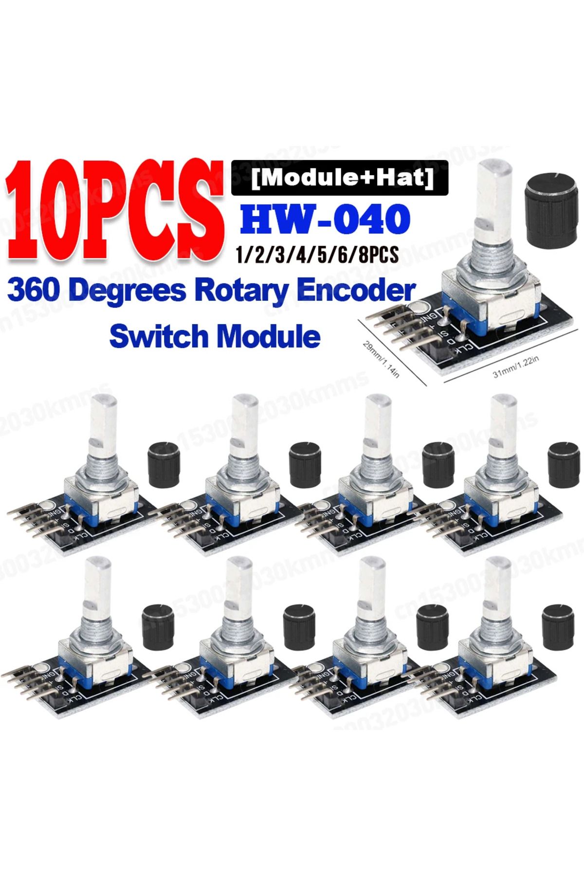 APWIKOGER-1-10pcs HW-040 360 Degrees Rotary Encoder Switch Module Brick Sensor Development Board with Knob ... 2