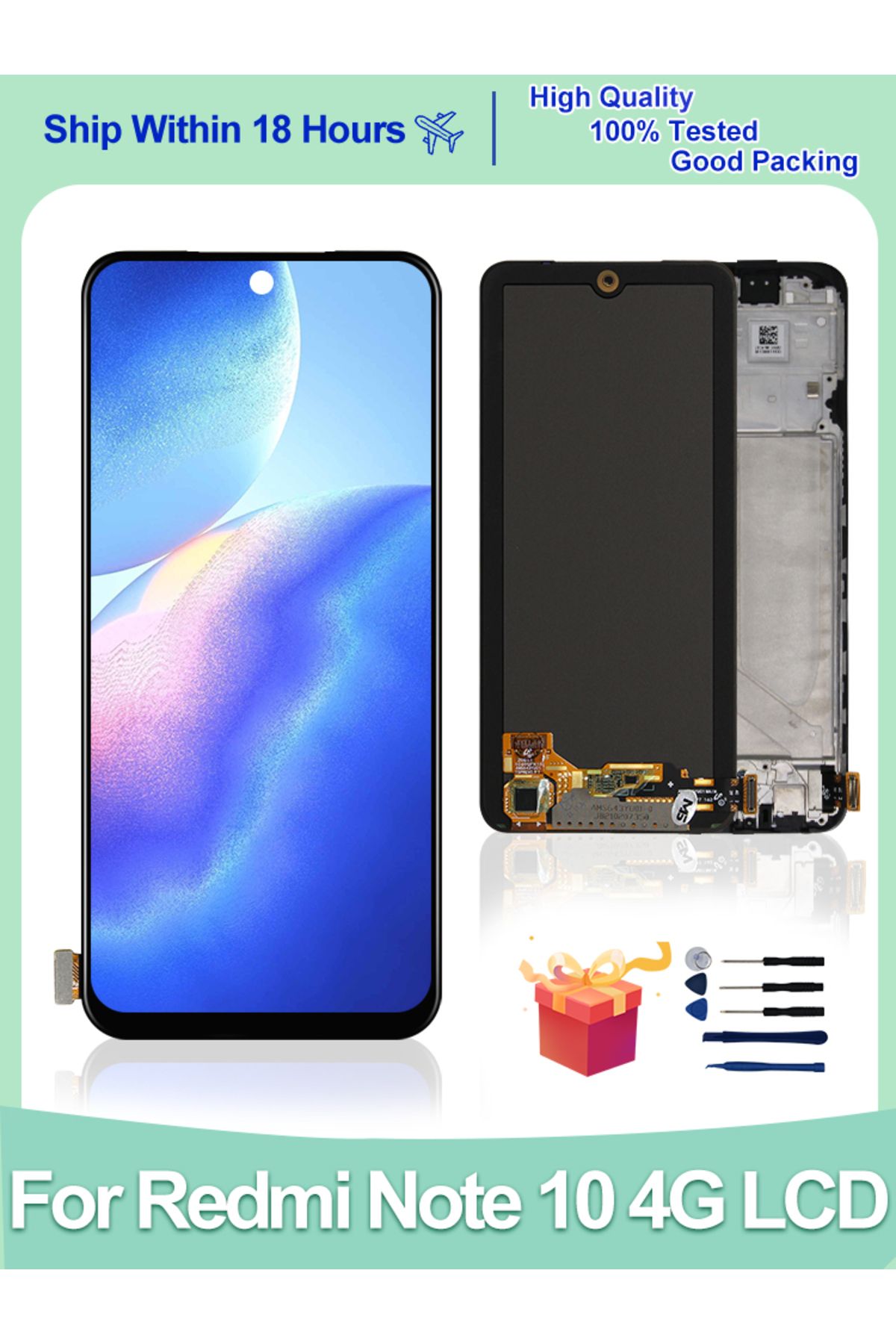 MSMADE-Super AMOLED For Redmi Note 10 4G LCD Display M2101K7AG Screen Digitizer For Xiaomi Redmi Note 10... 8