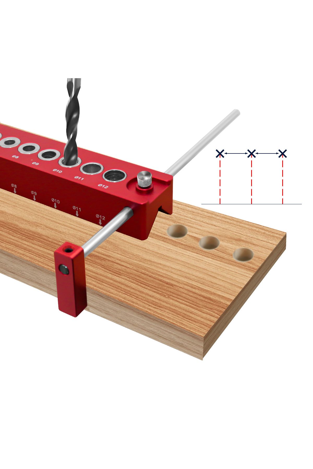 JIGHOLE-3-12mm Doweling Jig Drill Block - Handheld Drill Guide Woodworking Self Centering Drill Locator V... 7