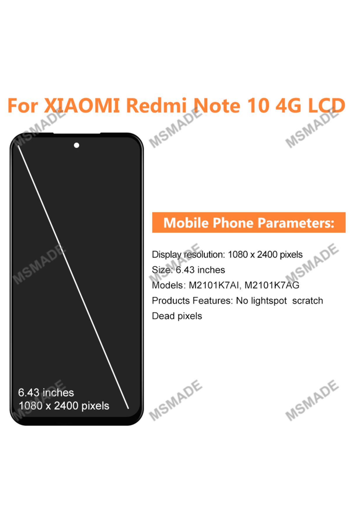 MSMADE-Super AMOLED For Redmi Note 10 4G LCD Display M2101K7AG Screen Digitizer For Xiaomi Redmi Note 10... 2