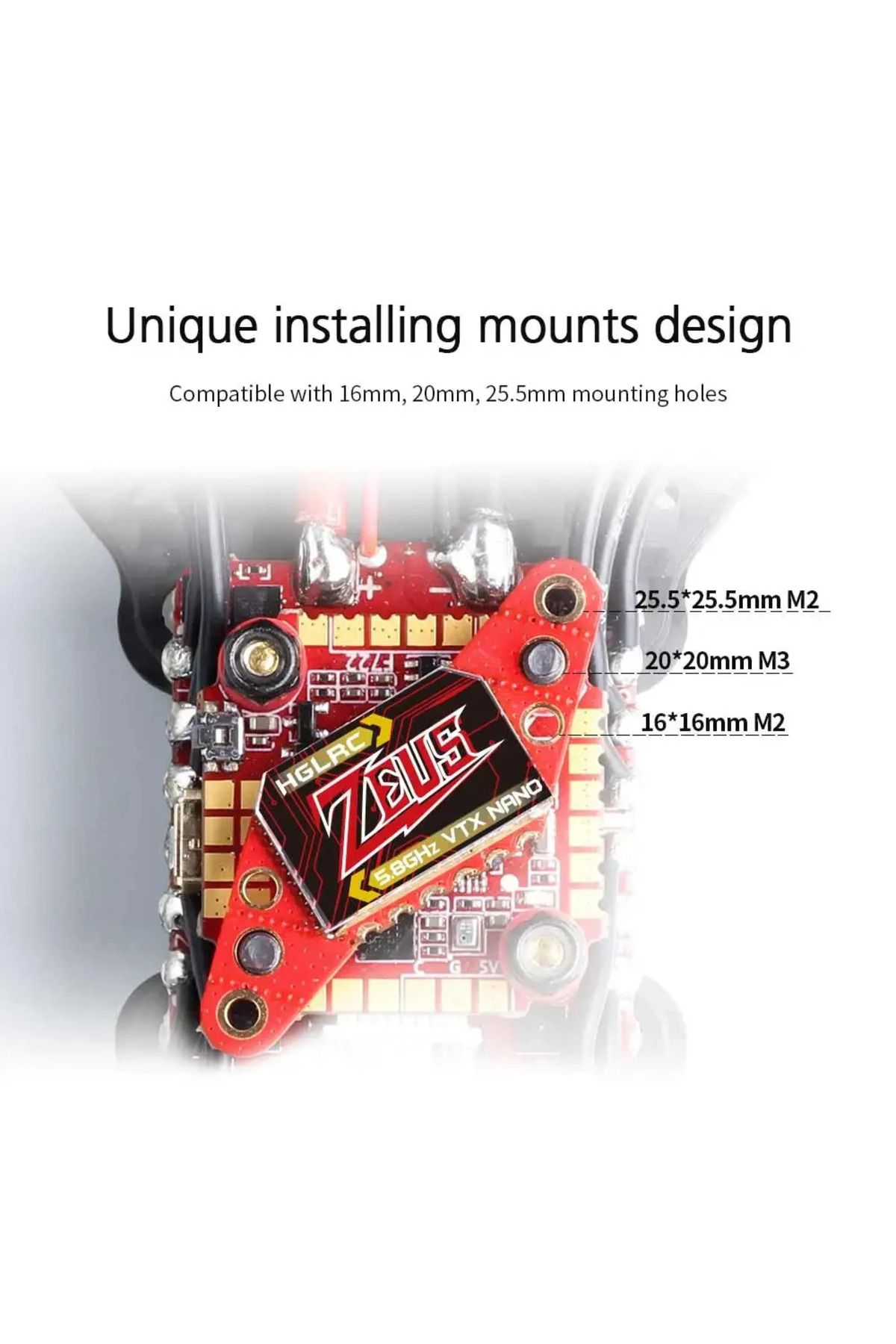 Choice-HGLRC Zeus nano VTX 350mW FPV 5.8G 2.4g 40CH Built-in Microphone 16/20/25.5mm Hole For RC FPV Tra... 5