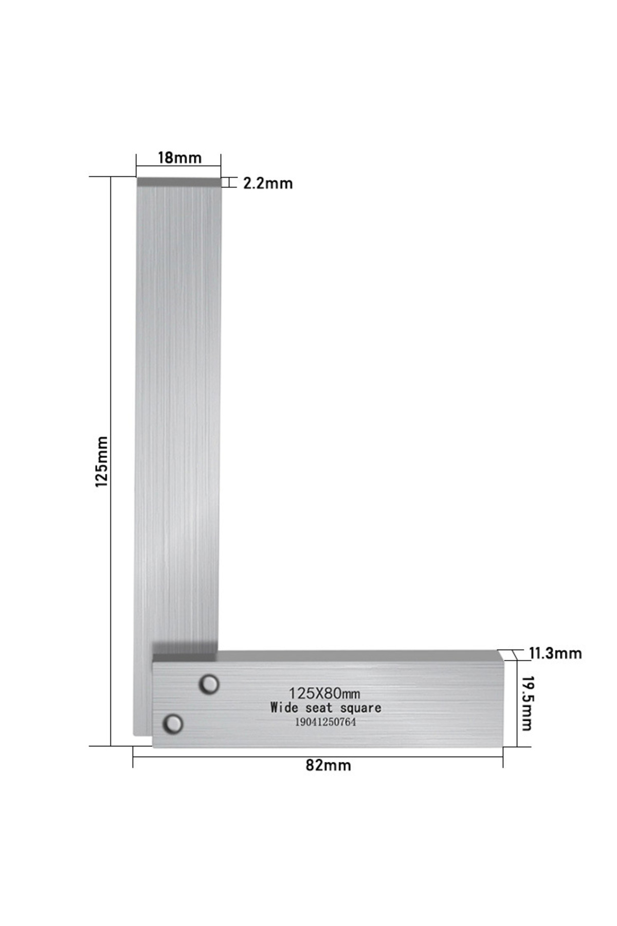 TELEHILL 125x80 High Accuracy Carbon Steel Angle Ruler Square 90 Degree Right L-shaped Ruler Woodworking Prot
