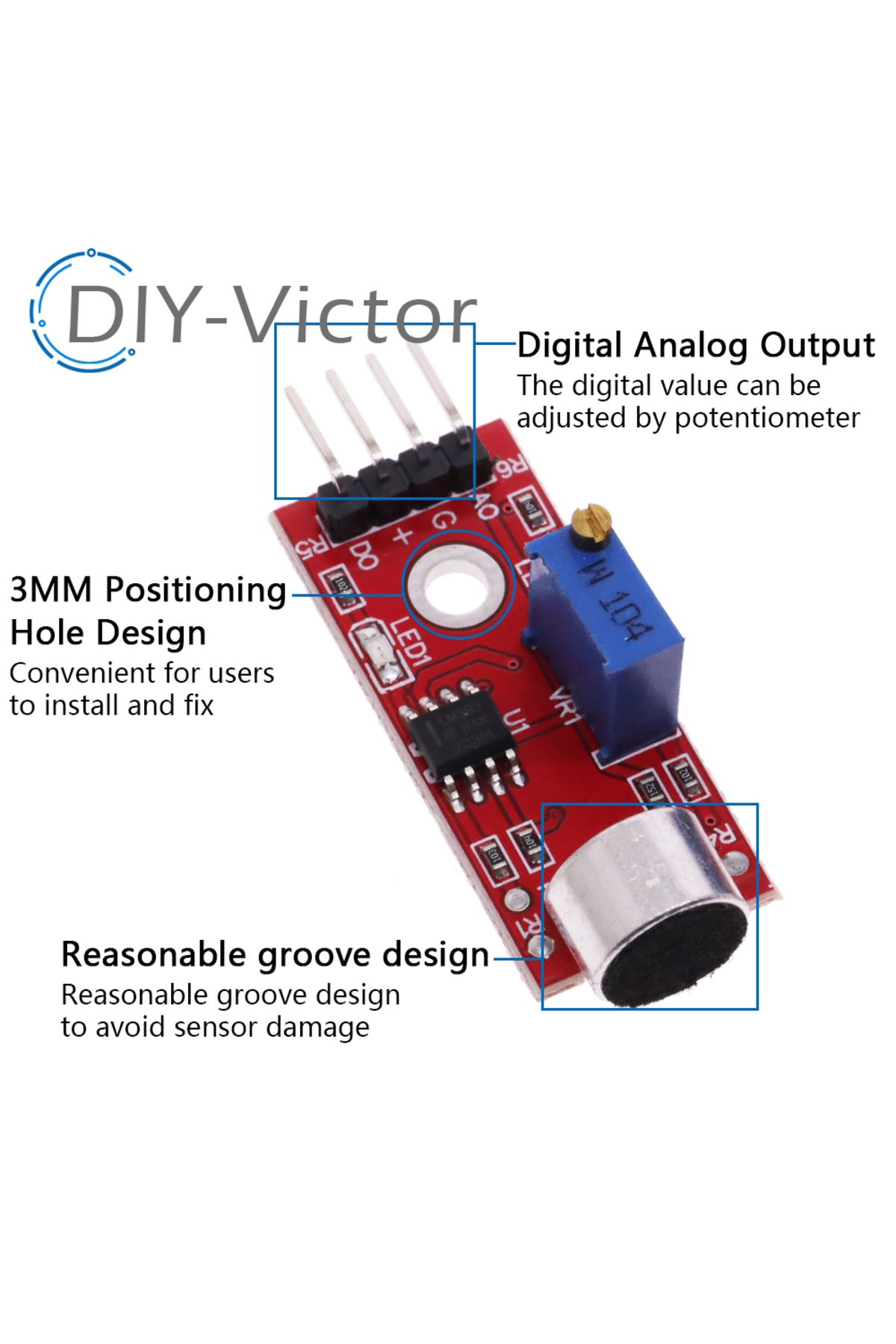 Choice-KY-038 KY-037 New 4pin Voice Sound Detection Sensor Module  AVR PIC Analog Digital Output Sensors... 6