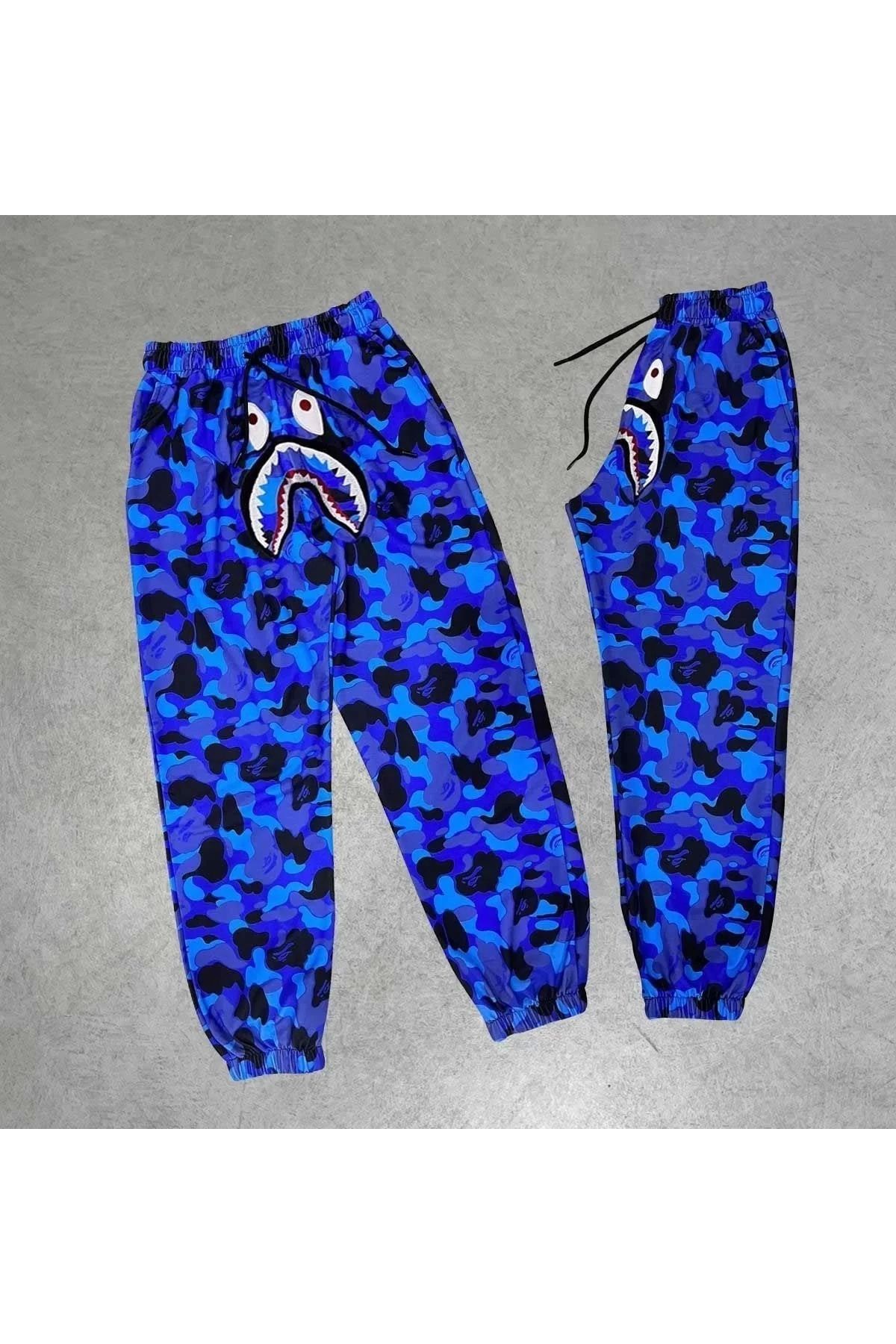 CVS Unisex Pubg Bape x Shark Eşofman Altı - Mavi