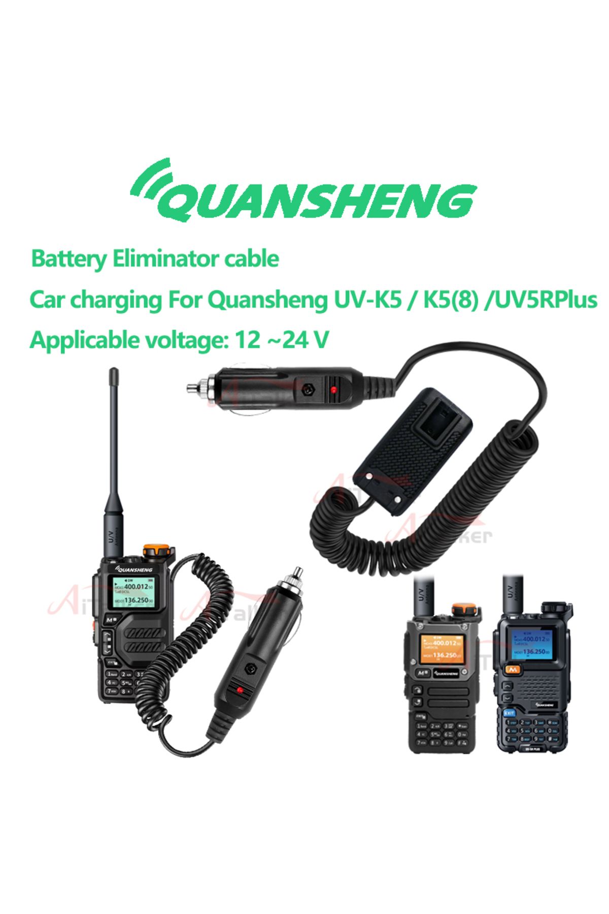 aitalker-Quansheng UV-K5 UV-k5(8) UV-5R PLUS Battery Eliminator Walkie Talkie Car Charger 12V/24v Universa... 8