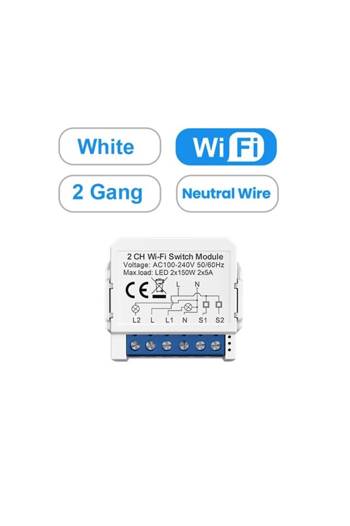 Choice-WSM16-W2 AVATTO Tuya WiFi 1/2/3/4 Gang Mini Smart Switch DIY Light Switches Module 2-Way Control Wor 1