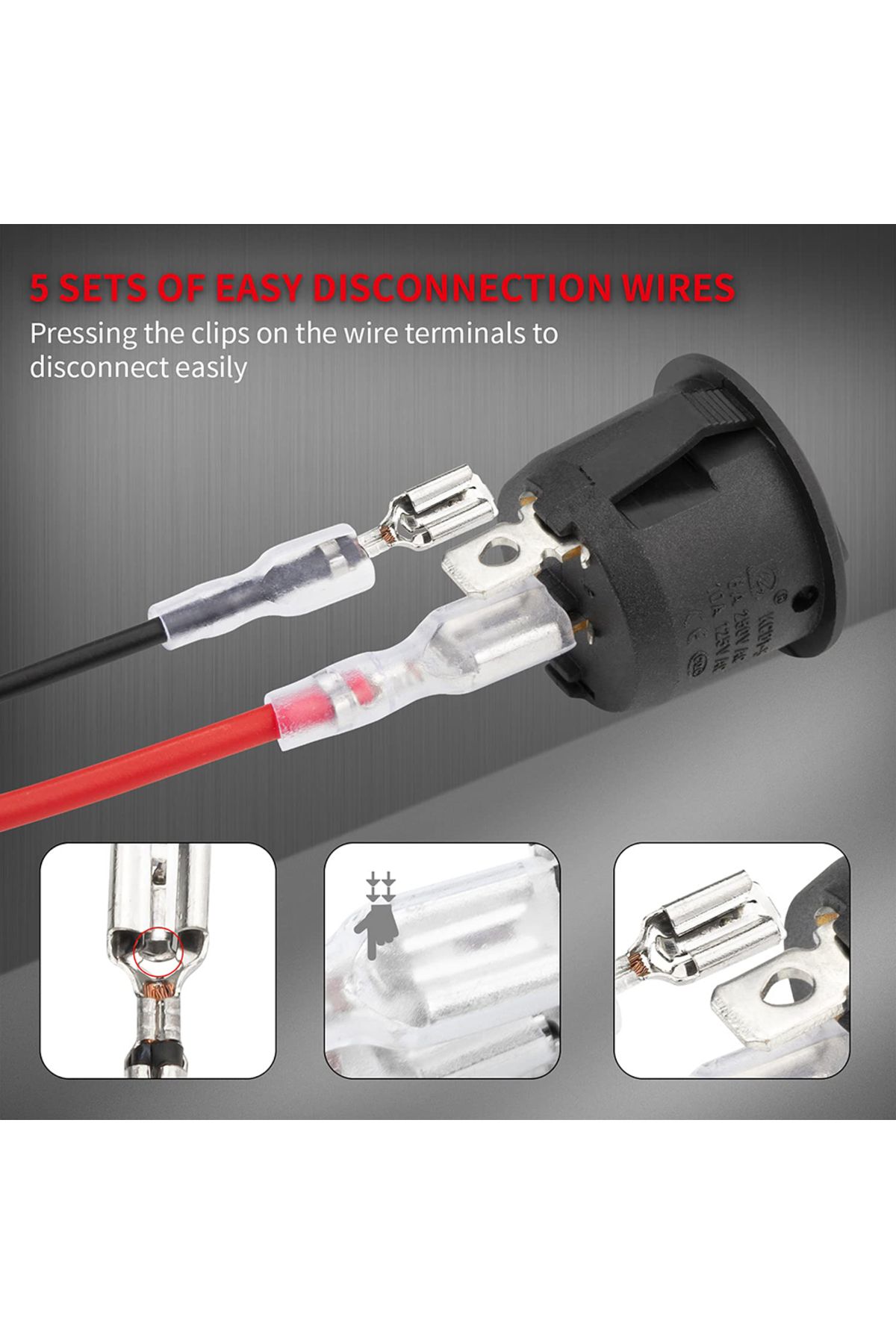Choice-5/10Pcs ON/OFF Round Rocker Switch MINI Toggle Switch 2 Pin SPST Push Button Switch DC 12V-24V 20... 5