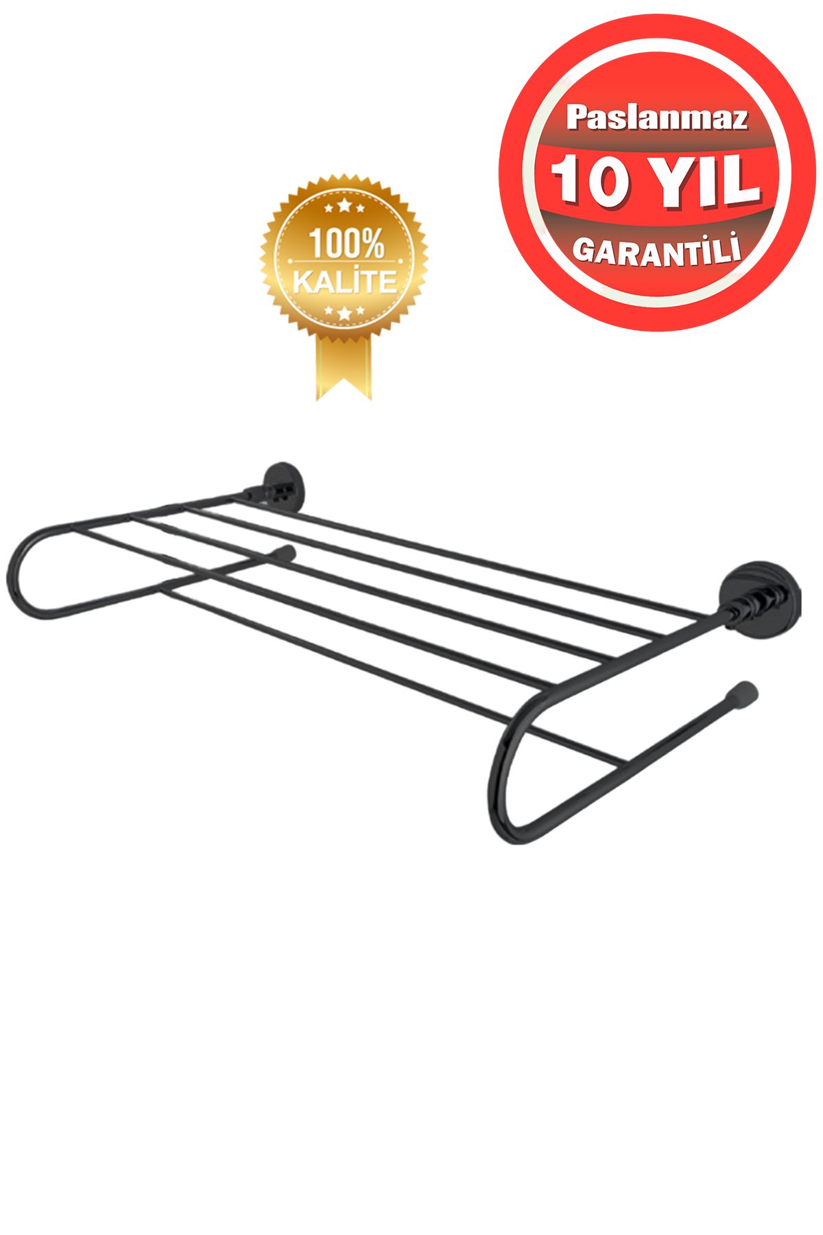 ÇELİK BANYO Paslanmaz Dilek Mat Siyah 45 cm Mercan Raf Havluluk