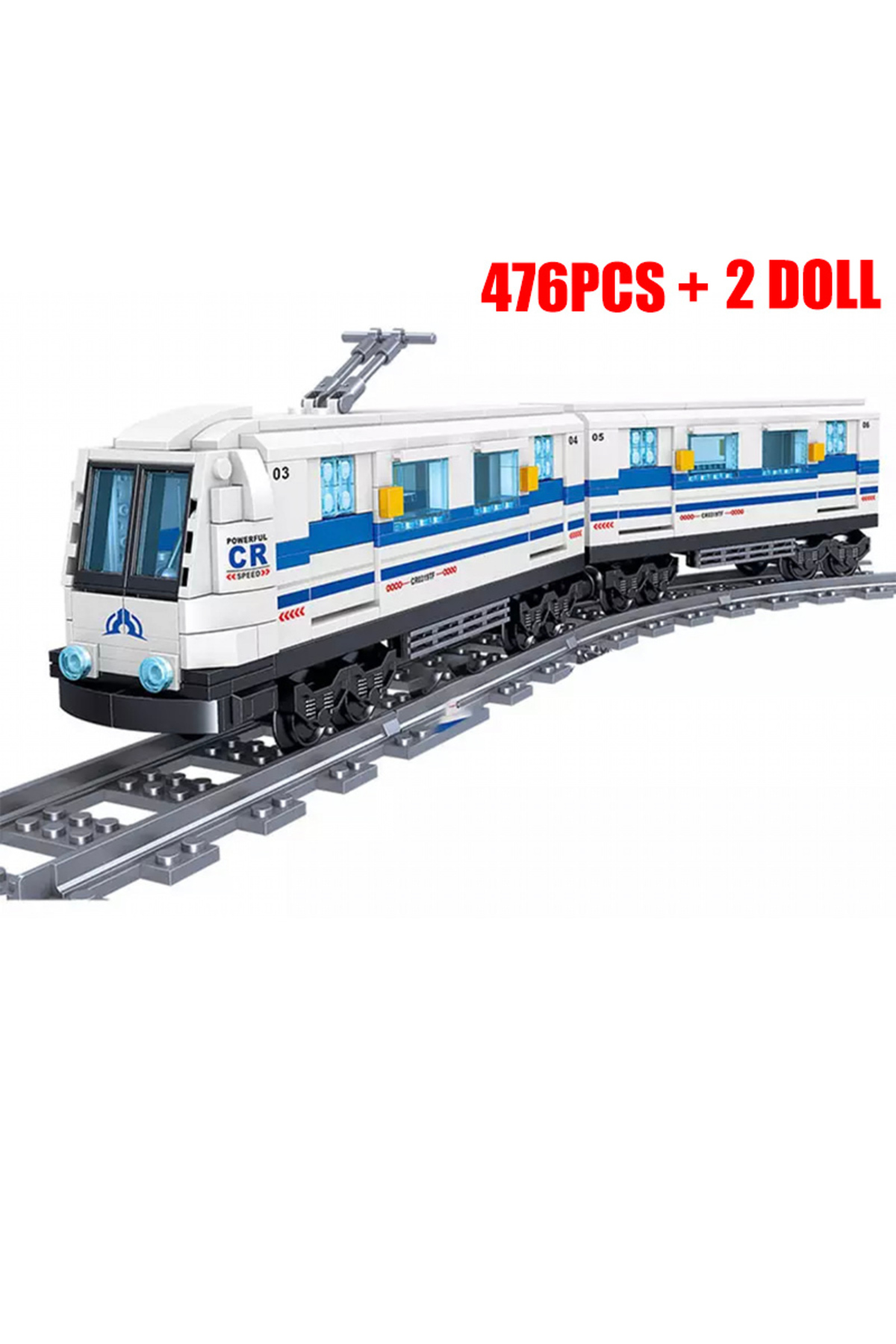 بدون جعبه ۴۷۶ تکه بلوک‌های ساختمانی قطار حمل‌ونقل ریلی فنی، شهر MOC، حالت راه‌آهن مترو