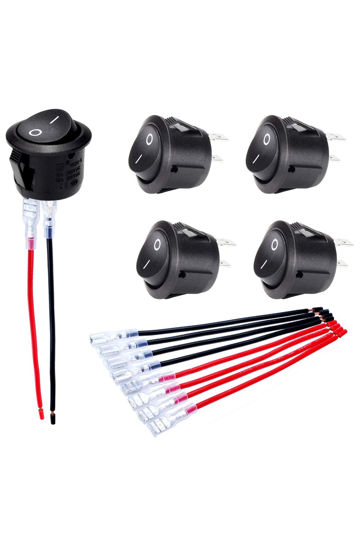 Choice-5/10Pcs ON/OFF Round Rocker Switch MINI Toggle Switch 2 Pin SPST Push Button Switch DC 12V-24V 20... 2