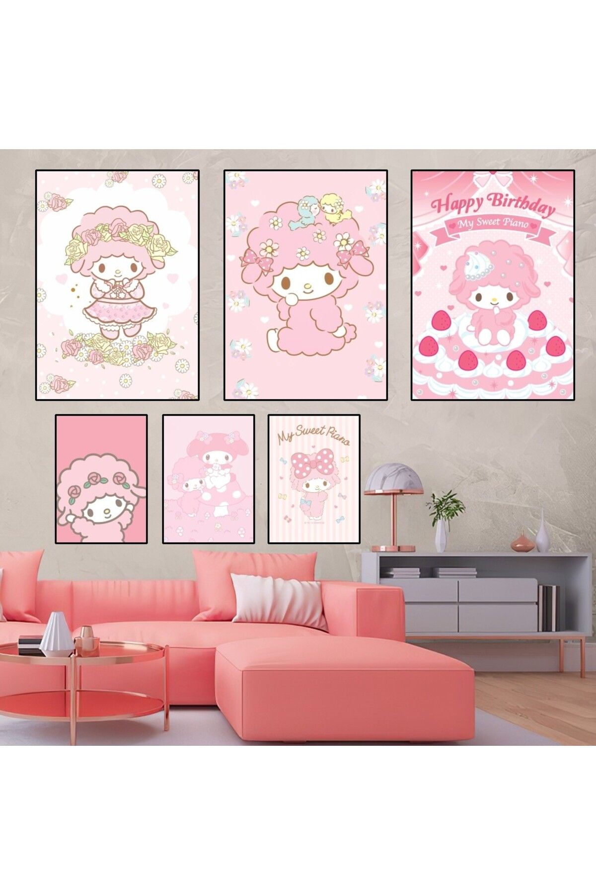 Miniso-MINISO My Sweet Piano Poster Home Room Decor Livingroom Bedroom Aesthetic Art Wall Painting Stickers 2