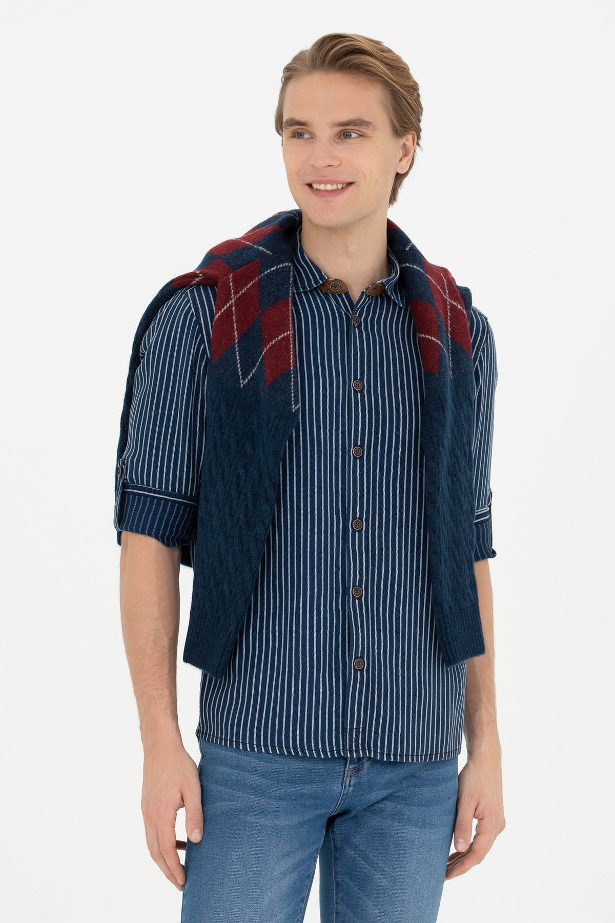 پیراهن جین سرمه‌ای مردانه یو اس پولو کد :(50272607-DN0023) U.S. Polo Assn.