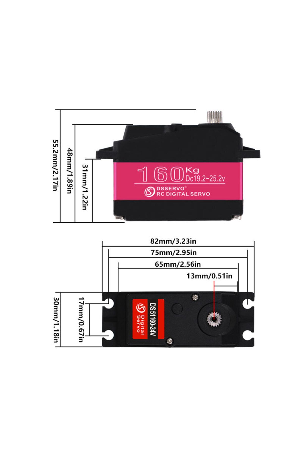 Choice-1X 24V servo 160Kg baja 5B 1/5 DS51160 High Torque Digital Servo for Redcat HPI Baja 5B SS RC ser... 5