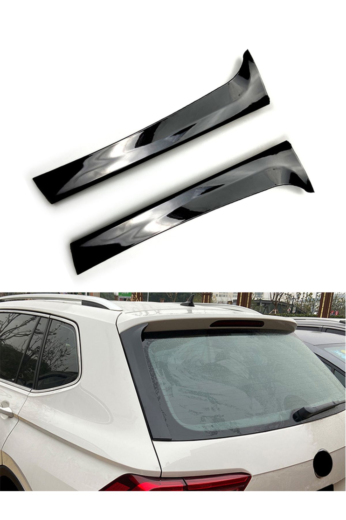 Choice-1 Pair For VW Tiguan MK2 2017 2018 2019 2020 2021 2022 2023 Car Rear Window Side Spoiler Glossy B... 7