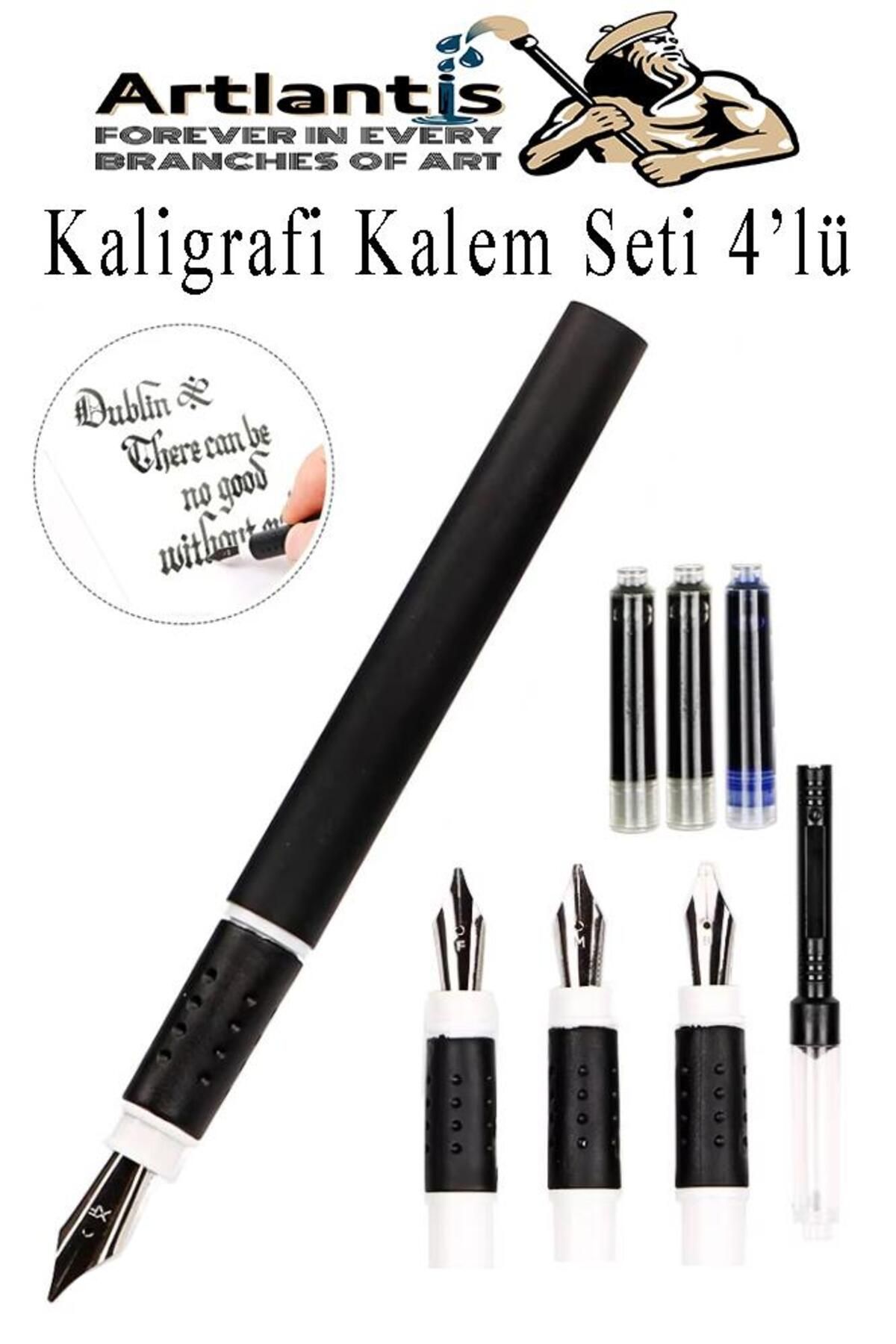 Artlantis Kaligrafi Dolma Kalem Seti 4 lü 1 Paket Calligraphy Kalem Seti Hat Yazma Tasarım Sanat Kalemi Hattat