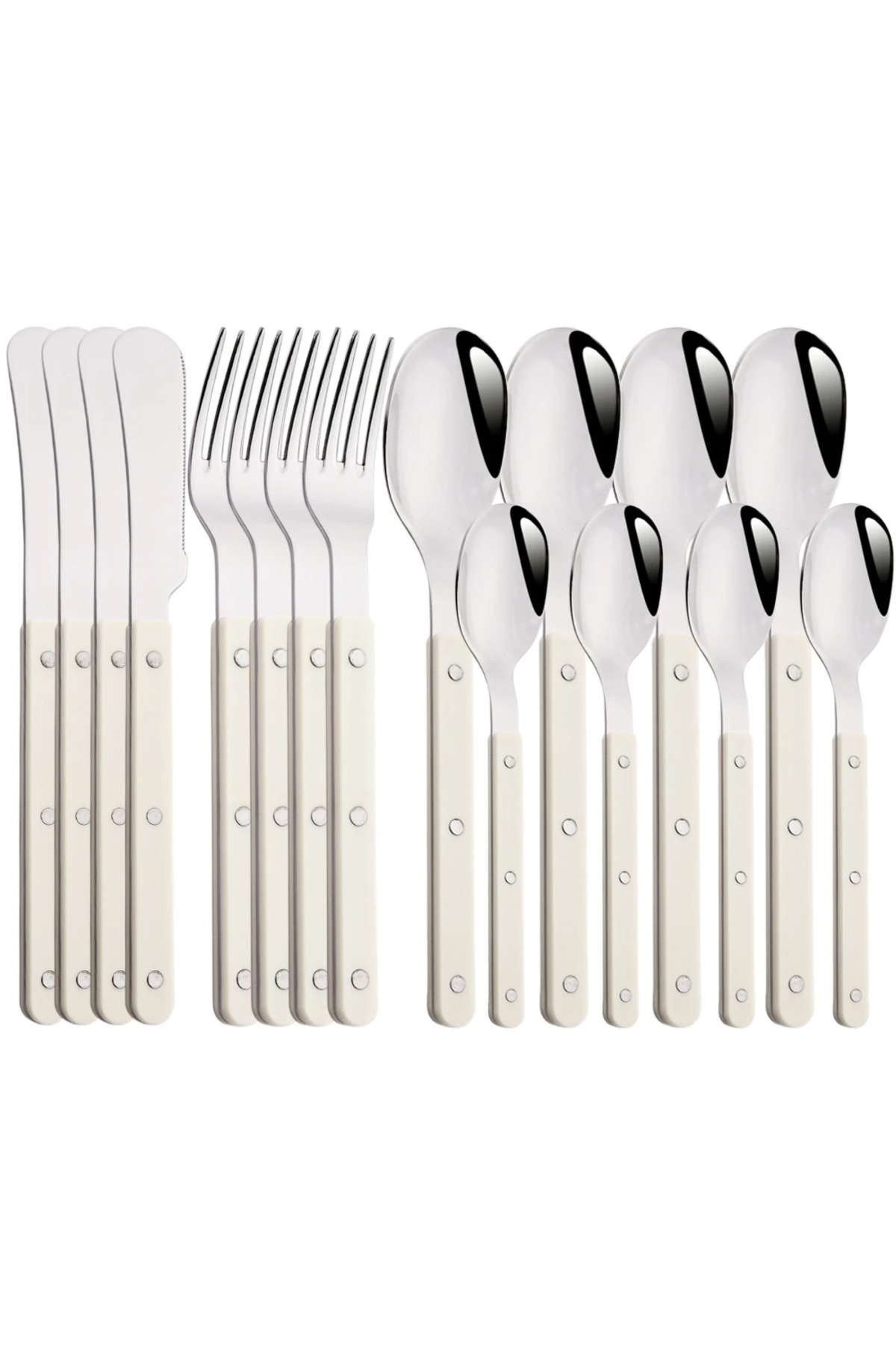 Choice 16Pcs Beige Silver Beige Silver 4/16Pcs Dinnerware Acrylic Handle Knife Fork Spoon Set Stainless Ste