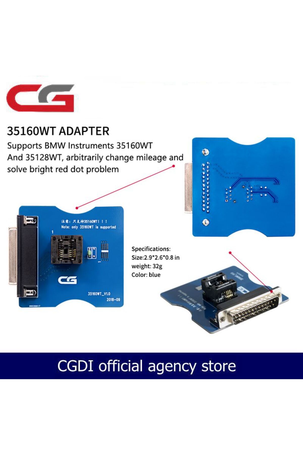 Choice-Original 35160WT Adapters for CG Pro 9S12 Key programmer Solve the Red Dot Problem 35160 WT Work ... 2