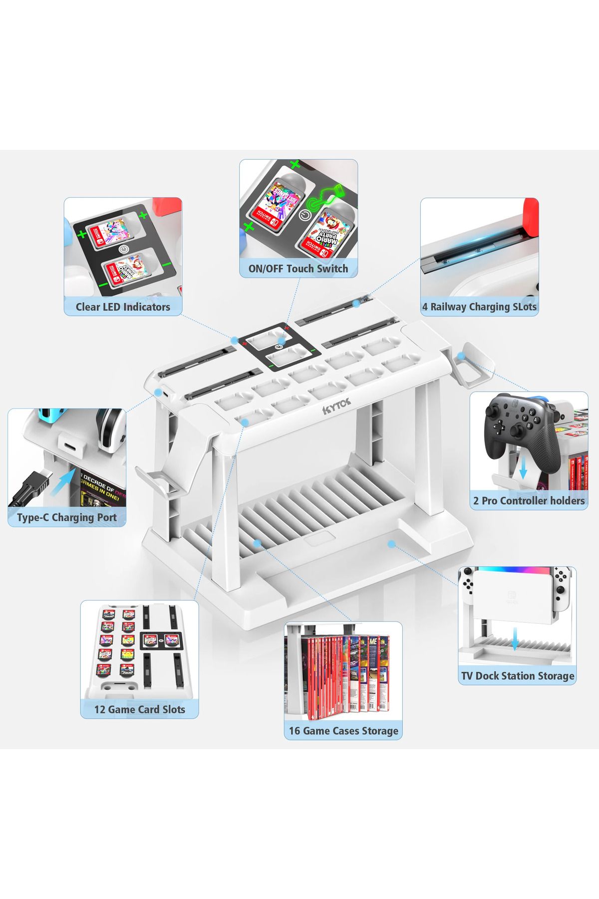 Choice-OIVO For Switch Joycon Charger Switch Game Storage Tower Pro Controller Holder For Nintendo Switc... 4