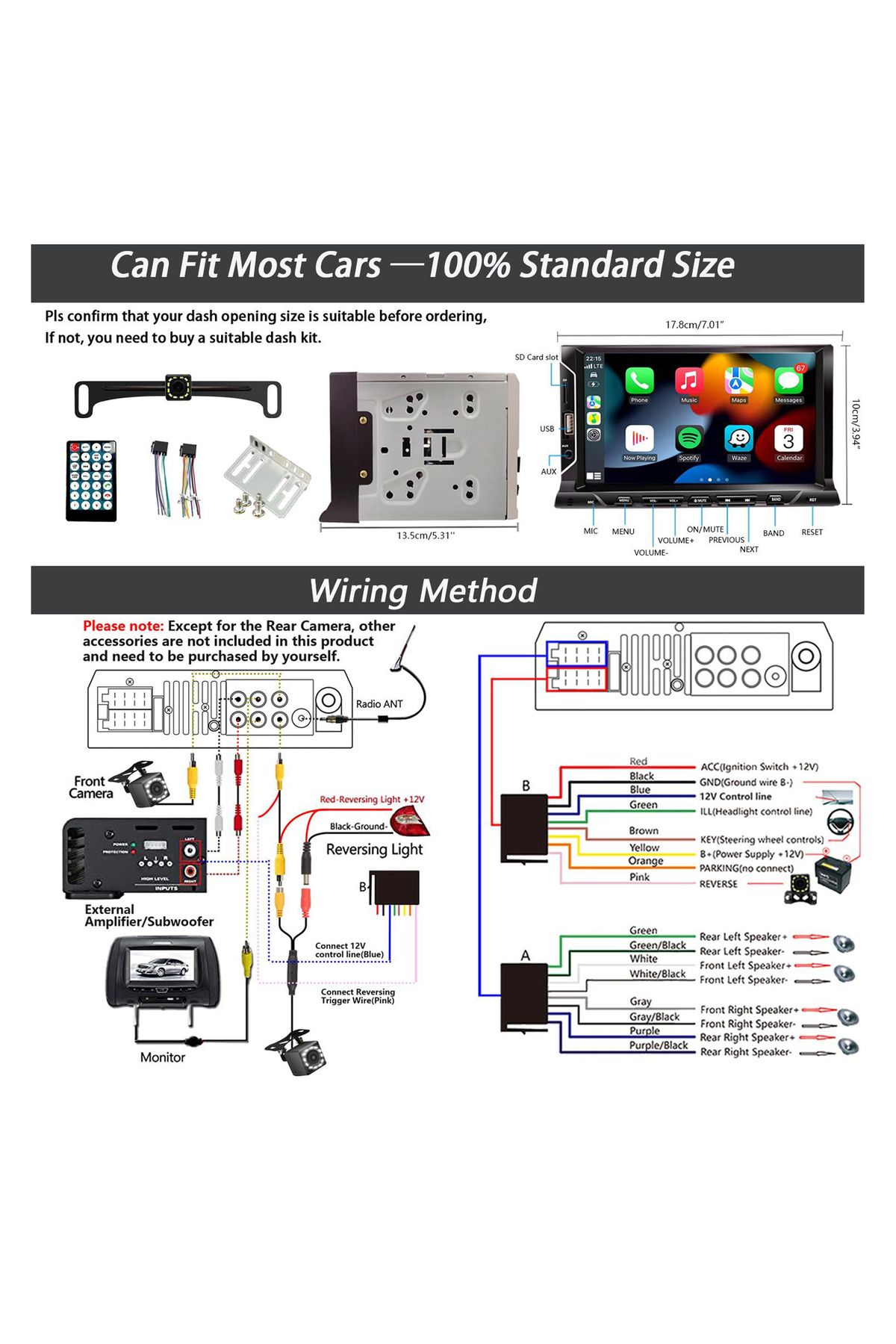 Choice-7 Inch 2 Din Car Radio Touch Screen Universal Car Video Player Support CarPlay & Android Auto wit... 6