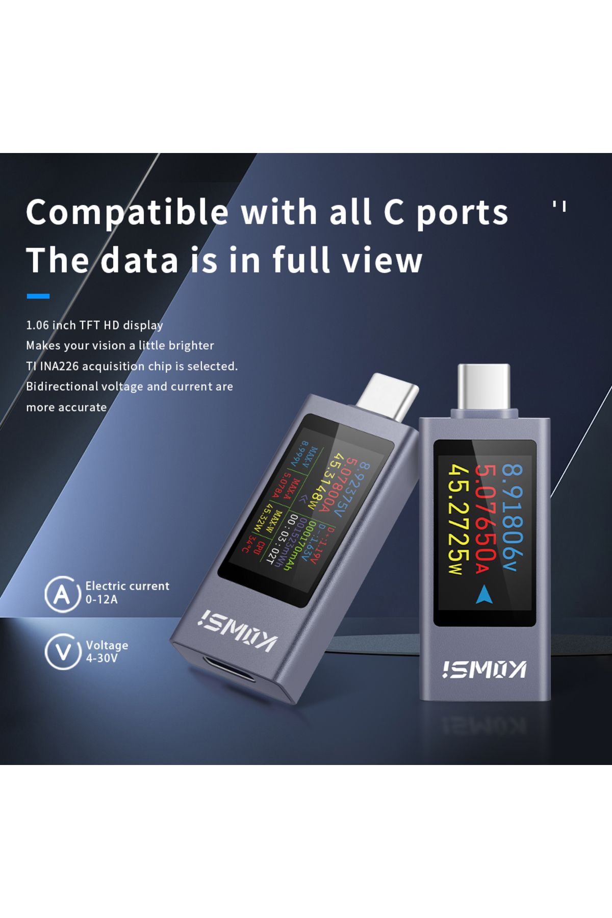 JUANJUAN-KWS-2303C DC 4-30V 0-12A Multi-function Digital Display DC Voltage Ammeter Power Meter 16 in 1 Ty... 2