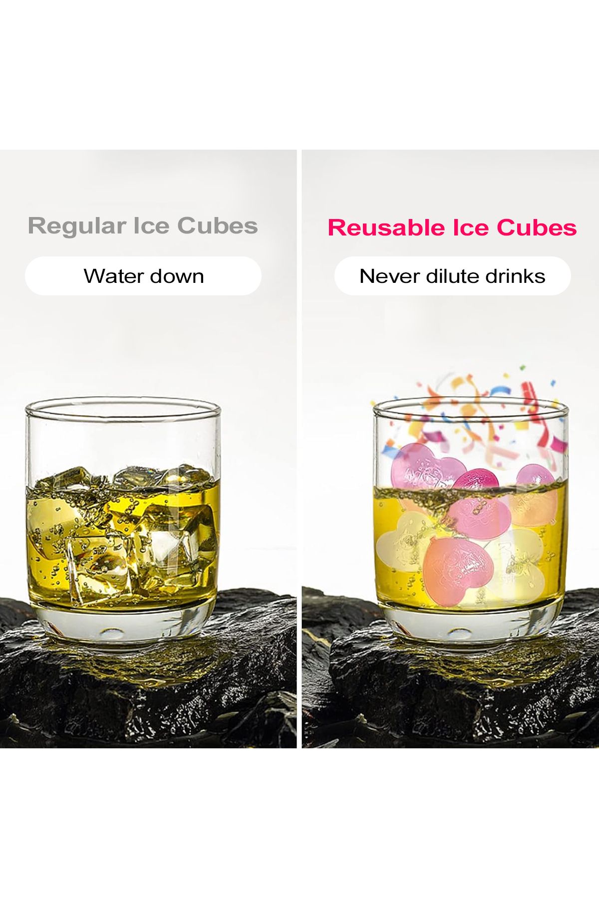 Choice-Leeseph 15pcs Reusable Ice Cube, Washable Non-Melting Plastic Heart Shape Ice Cubes for Drinks, W... 4
