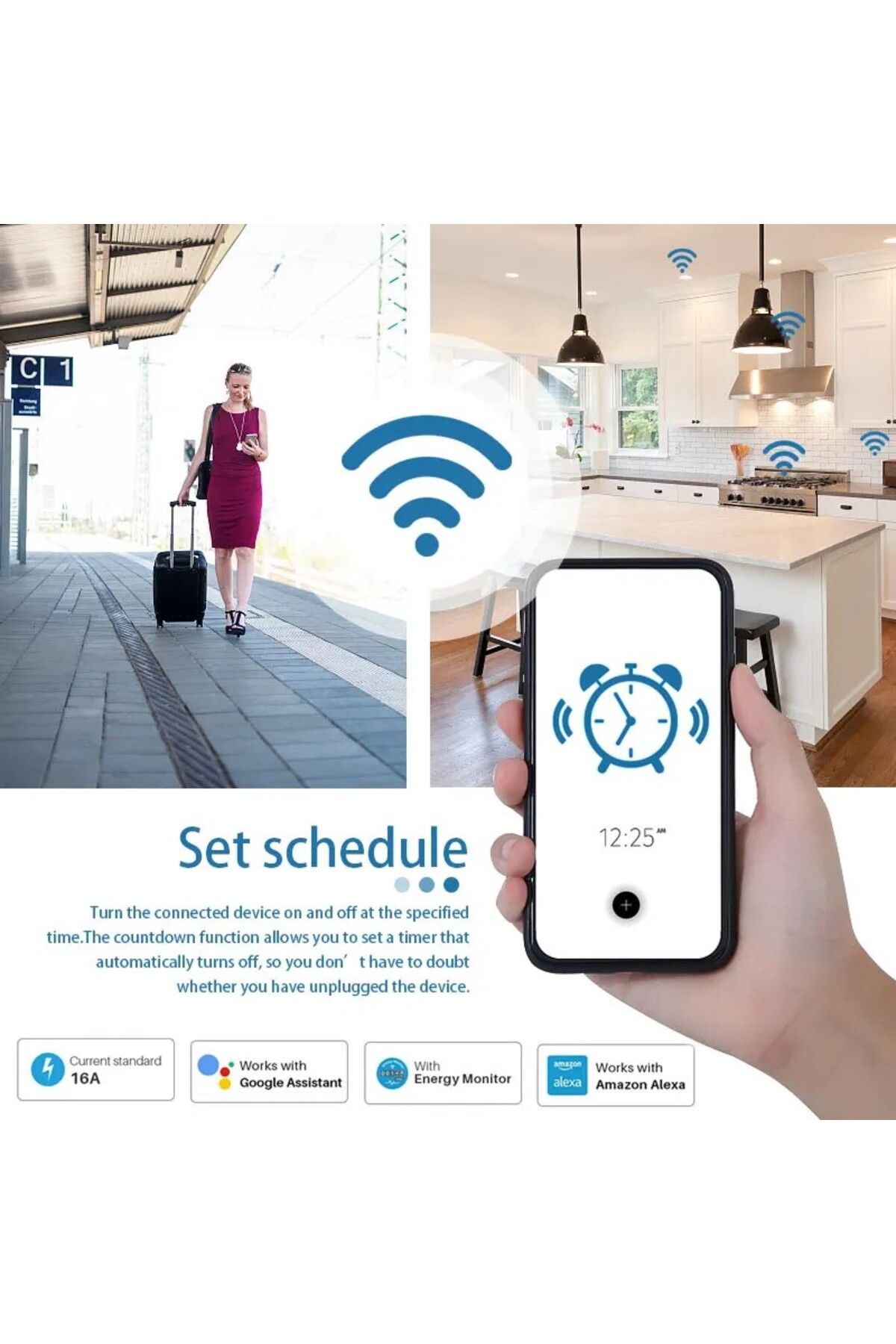 Choice-TUYA 20A Tuya Smart Socket EU16A/20A Wifi Smart Plug With Power Monitoring Smart Life APP Remote Con 4