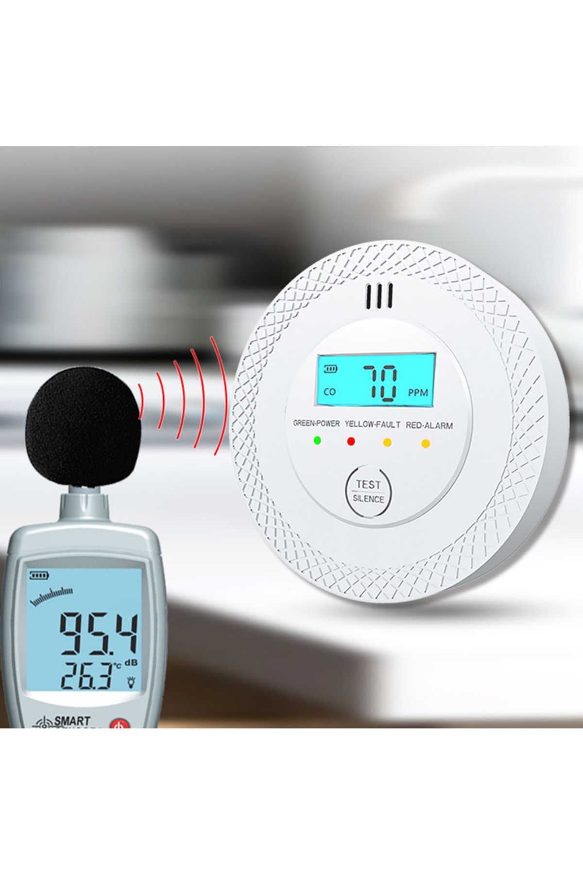 APWIKOGER-CO Alarm Sensor 85dB High Sensitive Warning Smoke and Carbon Monoxide Detector Alarm with LEDs Ba... 4