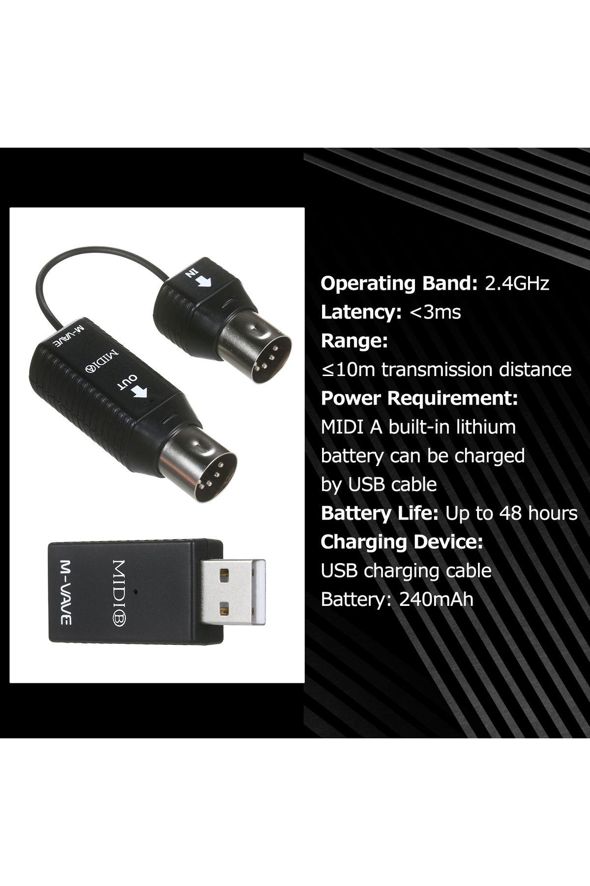 Choice-M-VAVE MS1 Mini Wireless Transmission System MIDI System MIDI Wireless Adapter Plug and Play Supp... 5