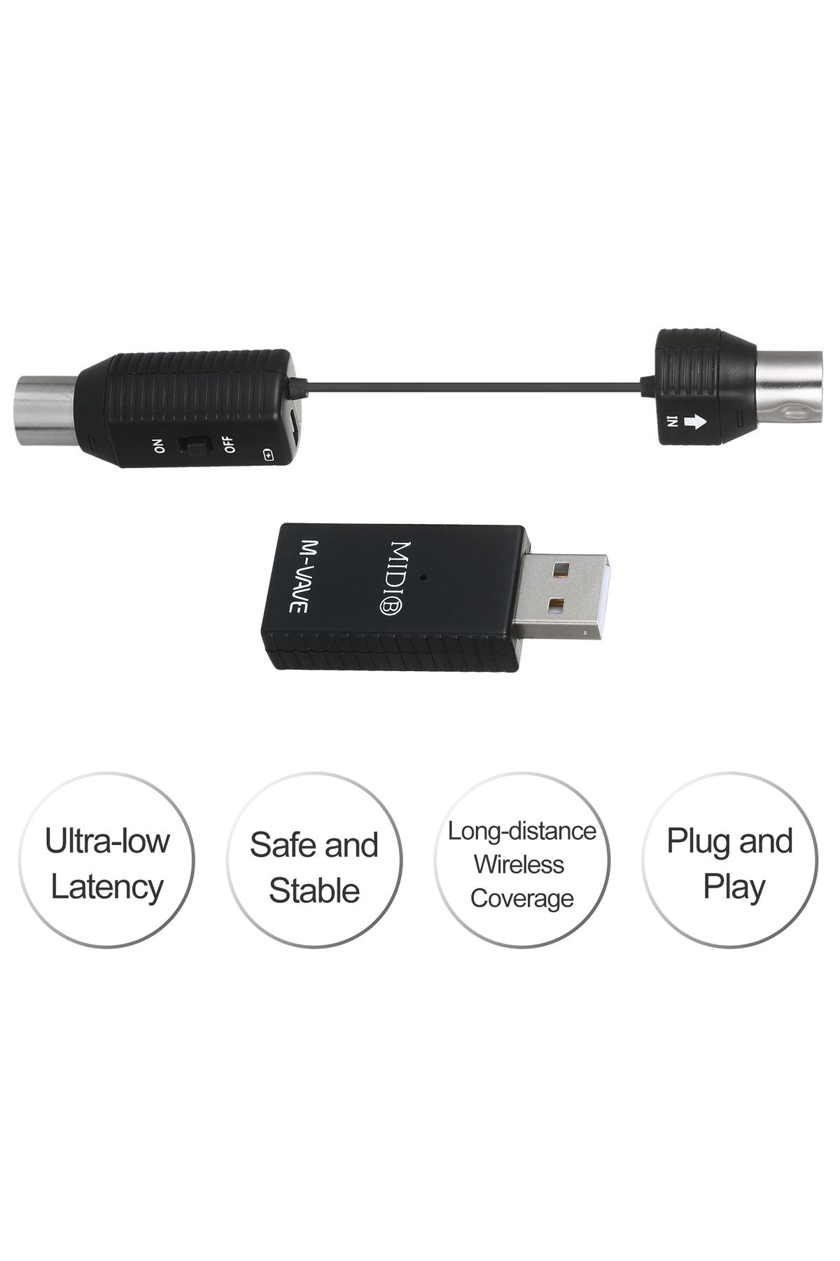 Choice-M-VAVE MS1 Mini Wireless Transmission System MIDI System MIDI Wireless Adapter Plug and Play Supp... 7