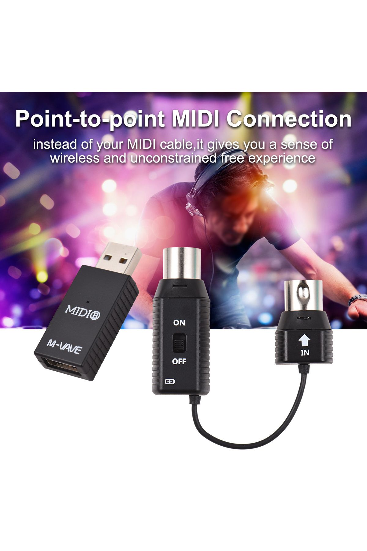 Choice-M-VAVE MS1 Mini Wireless Transmission System MIDI System MIDI Wireless Adapter Plug and Play Supp... 2